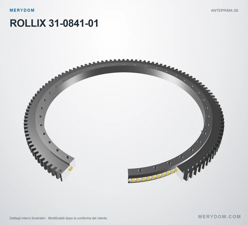 Anteprima del modello 3D del cuscinetto di rotazione sostitutivo MERYDOM per ROLLIX 31-0841-01.