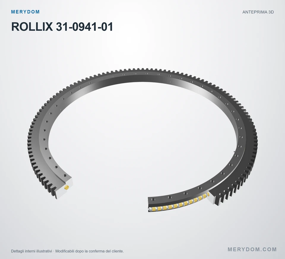 Anteprima del modello 3D del cuscinetto di rotazione sostitutivo MERYDOM per ROLLIX 31-0941-01.