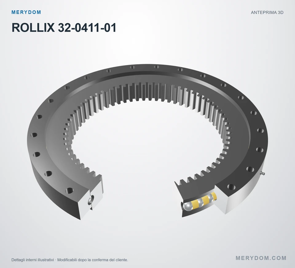 Anteprima del modello 3D del cuscinetto di rotazione sostitutivo MERYDOM per ROLLIX 32-0411-01.