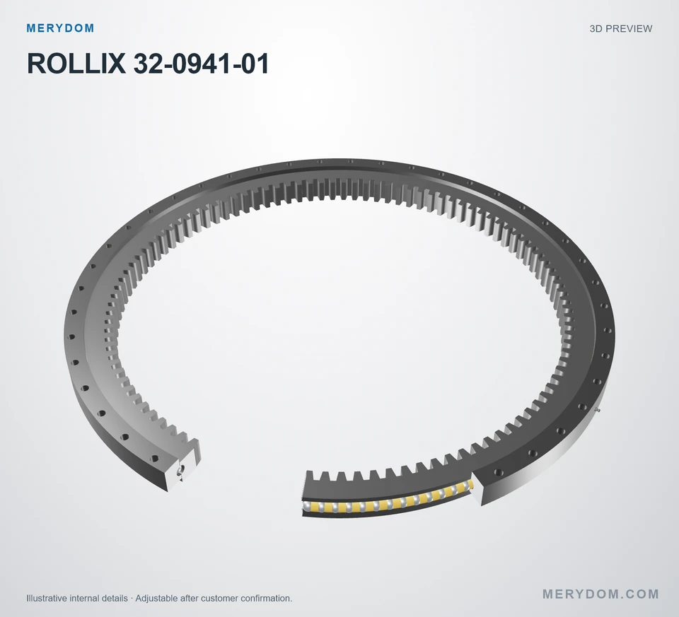 3D model preview of the MERYDOM replacement slewing bearing for ROLLIX 32-0941-01.