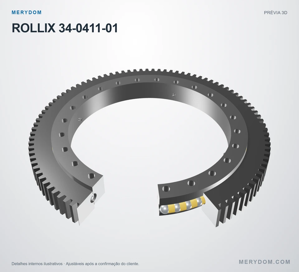 Prévia do modelo 3D do rolamento de giro de substituição MERYDOM para ROLLIX 34-0411-01.