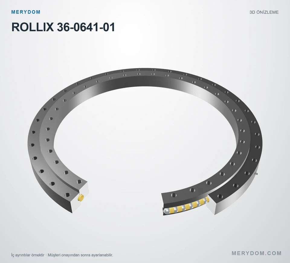 ROLLIX 36-0641-01 için MERYDOM muadil döner tabla rulmanının 3D model önizlemesi.