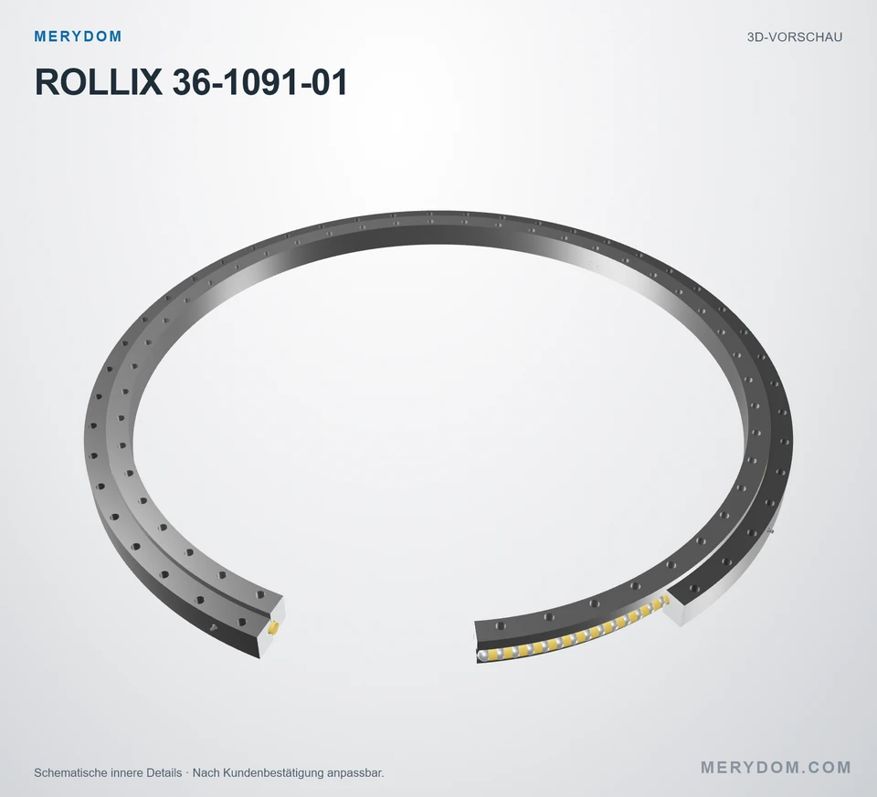 Vorschau des 3D-Modells des MERYDOM-Ersatzdrehkranzes für ROLLIX 36-1091-01.