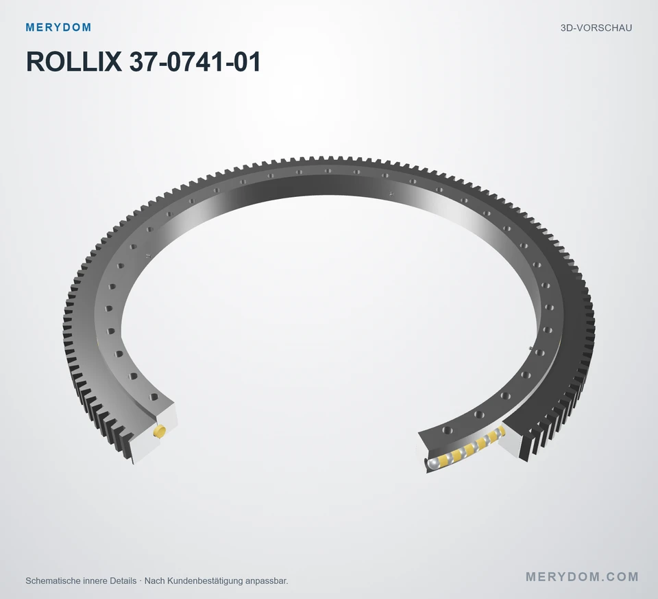 Vorschau des 3D-Modells des MERYDOM-Ersatzdrehkranzes für ROLLIX 37-0741-01.
