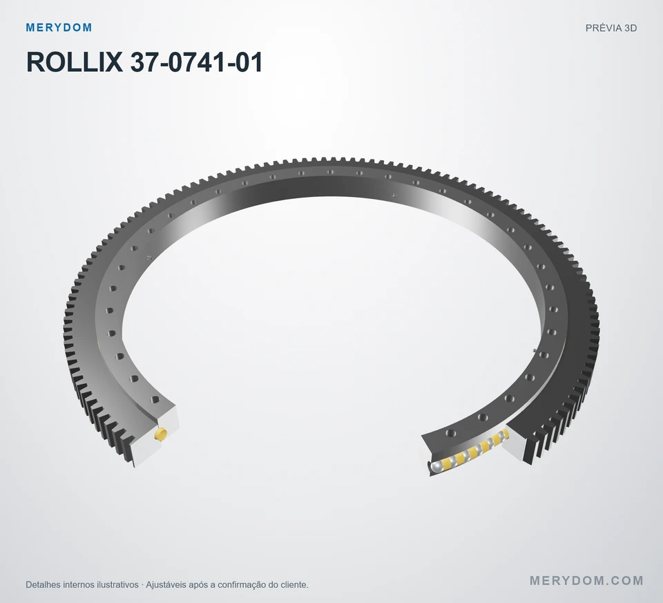 Prévia do modelo 3D do rolamento de giro de substituição MERYDOM para ROLLIX 37-0741-01.