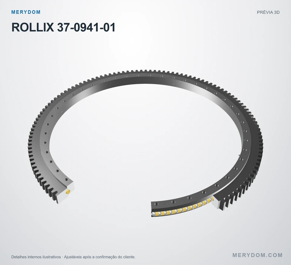Prévia do modelo 3D do rolamento de giro de substituição MERYDOM para ROLLIX 37-0941-01.