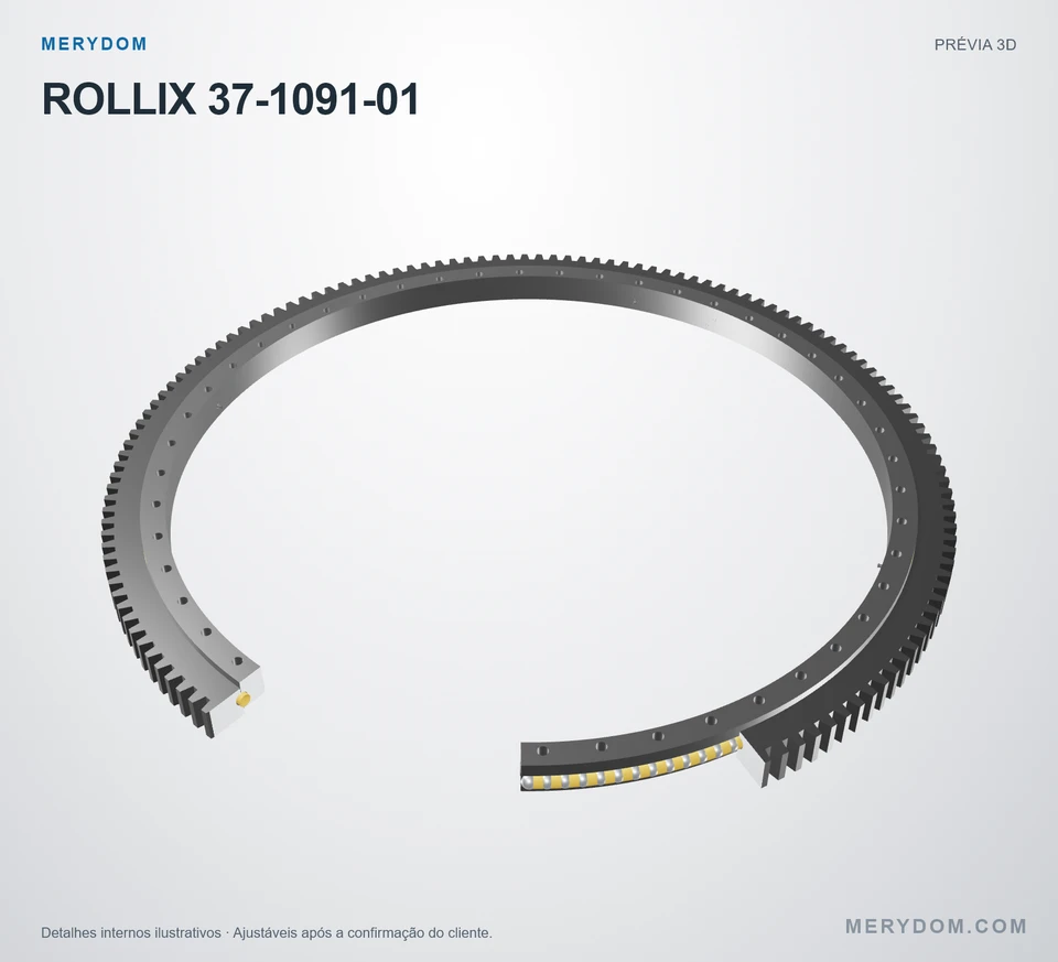 Prévia do modelo 3D do rolamento de giro de substituição MERYDOM para ROLLIX 37-1091-01.