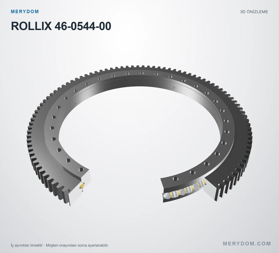 ROLLIX 46-0544-00 için MERYDOM muadil döner tabla rulmanının 3D model önizlemesi.