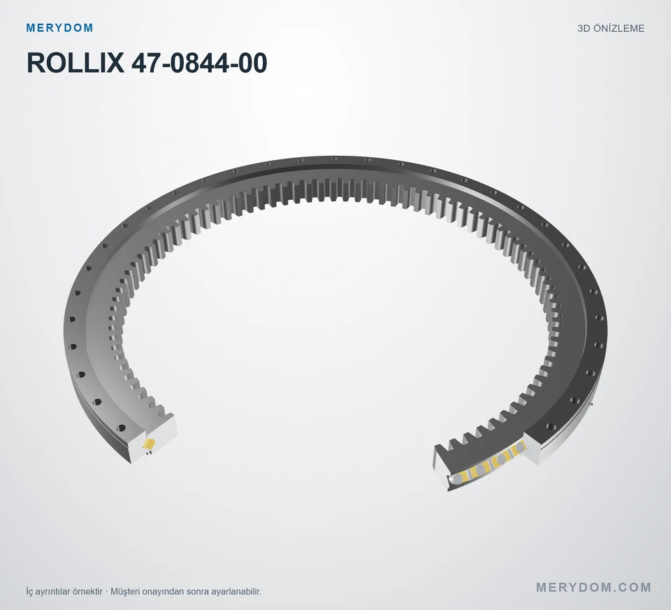 ROLLIX 47-0844-00 için MERYDOM muadil döner tabla rulmanının 3D model önizlemesi.