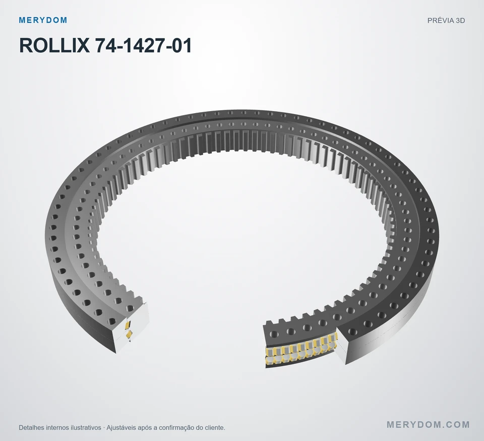 Prévia do modelo 3D do rolamento de giro de substituição MERYDOM para ROLLIX 74-1427-01.