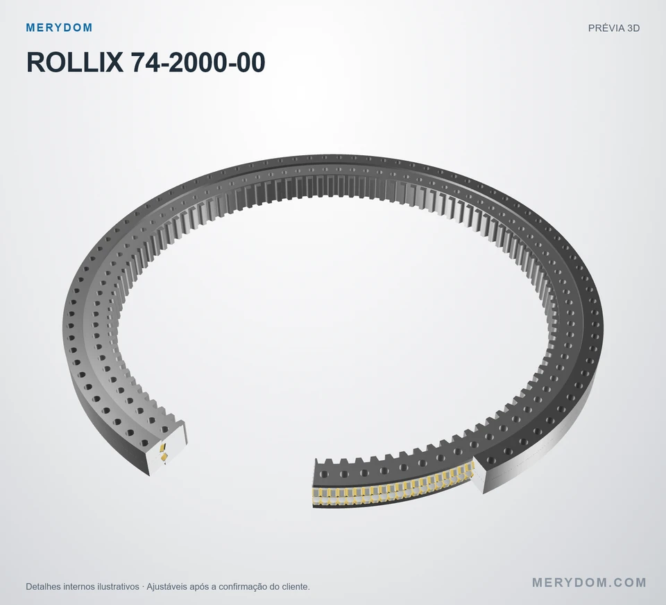 Prévia do modelo 3D do rolamento de giro de substituição MERYDOM para ROLLIX 74-2000-00.