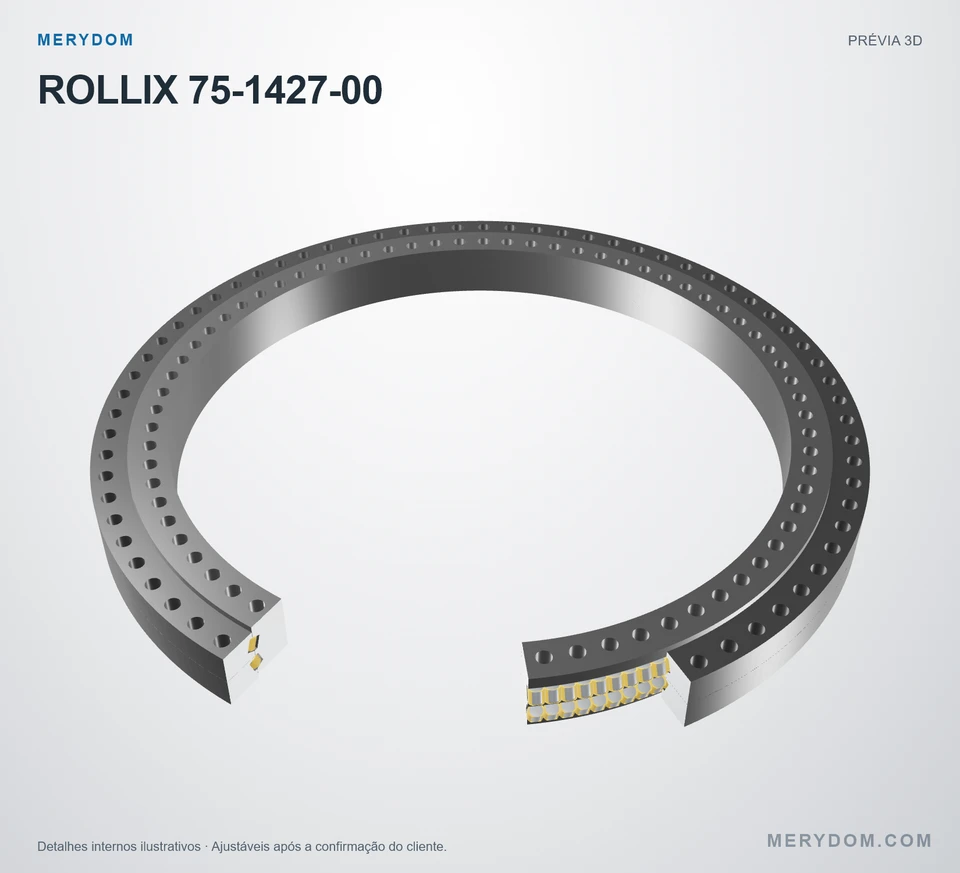 Prévia do modelo 3D do rolamento de giro de substituição MERYDOM para ROLLIX 75-1427-00.