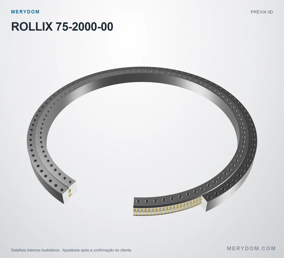 Prévia do modelo 3D do rolamento de giro de substituição MERYDOM para ROLLIX 75-2000-00.