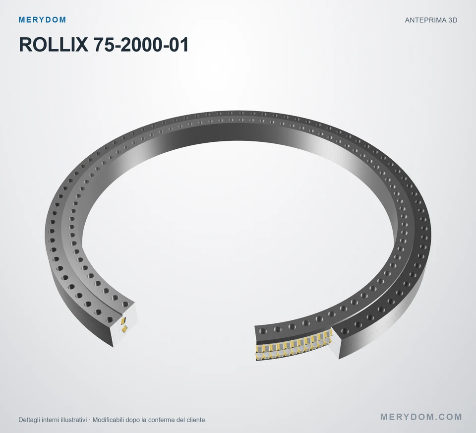 Anteprima del modello 3D del cuscinetto di rotazione sostitutivo MERYDOM per ROLLIX 75-2000-01.