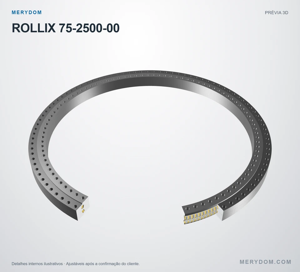 Prévia do modelo 3D do rolamento de giro de substituição MERYDOM para ROLLIX 75-2500-00.