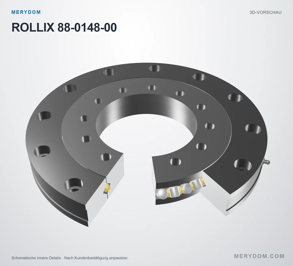 Vorschau des 3D-Modells des MERYDOM-Ersatzdrehkranzes für ROLLIX 88-0148-00.