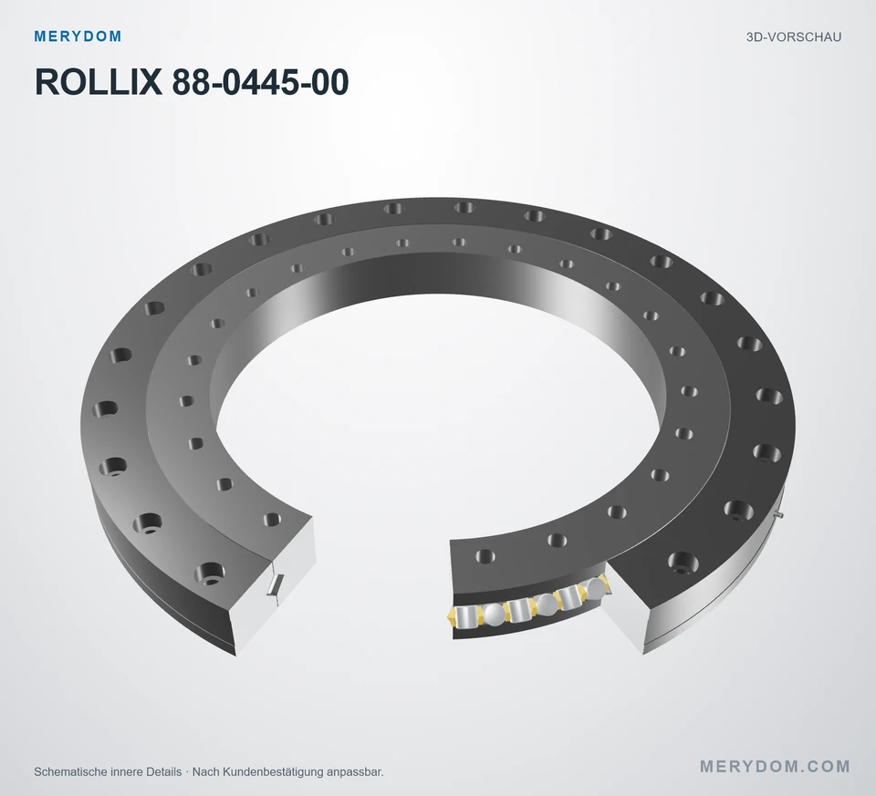 Vorschau des 3D-Modells des MERYDOM-Ersatzdrehkranzes für ROLLIX 88-0445-00.