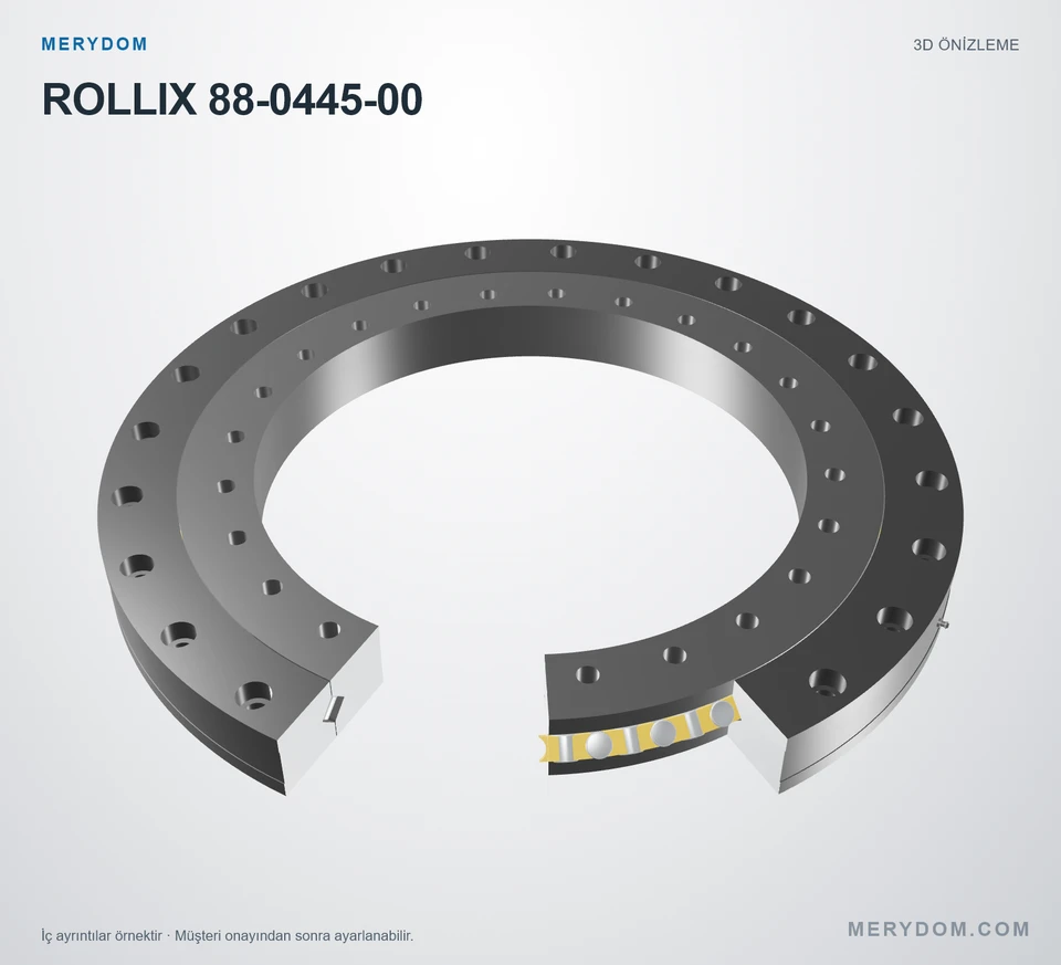 ROLLIX 88-0445-00 için MERYDOM muadil döner tabla rulmanının 3D model önizlemesi.