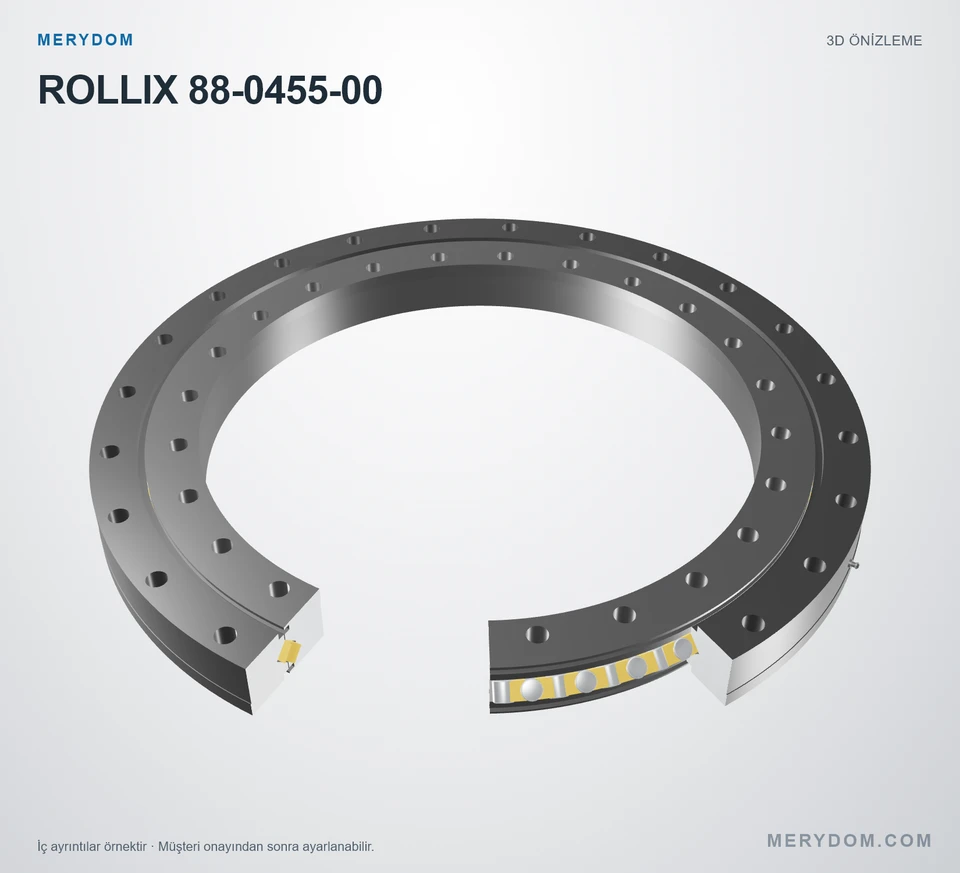 ROLLIX 88-0455-00 için MERYDOM muadil döner tabla rulmanının 3D model önizlemesi.