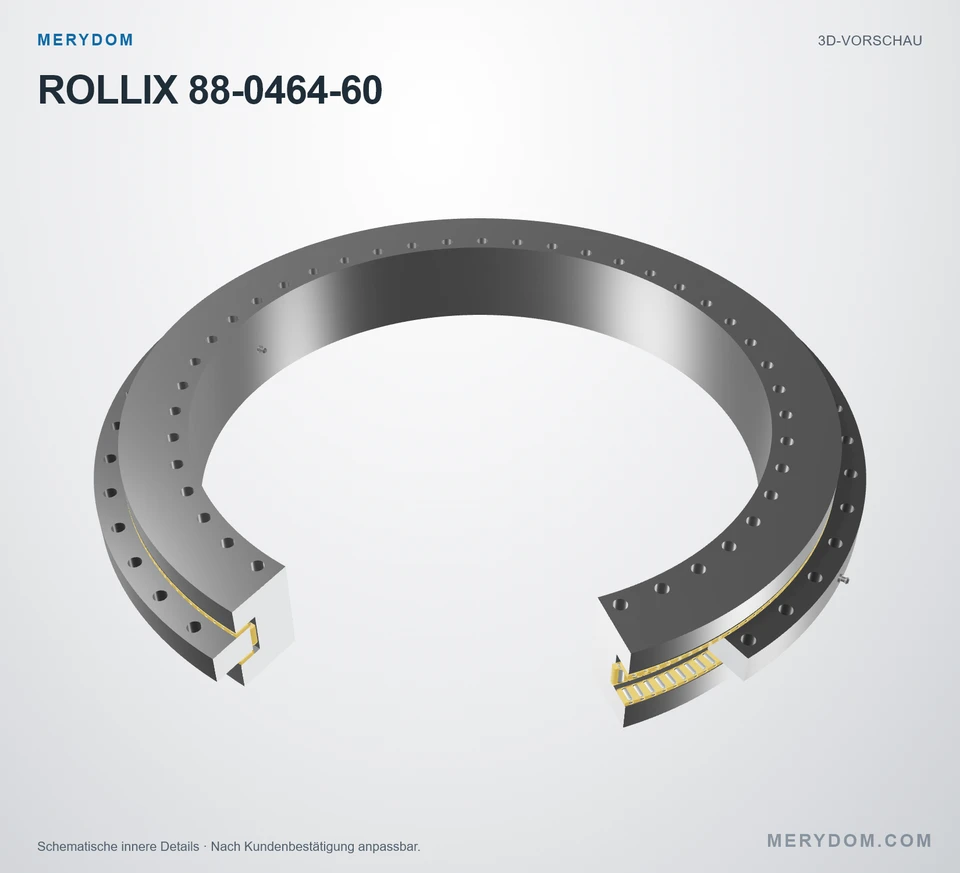 Vorschau des 3D-Modells des MERYDOM-Ersatzdrehkranzes für ROLLIX 88-0464-60.
