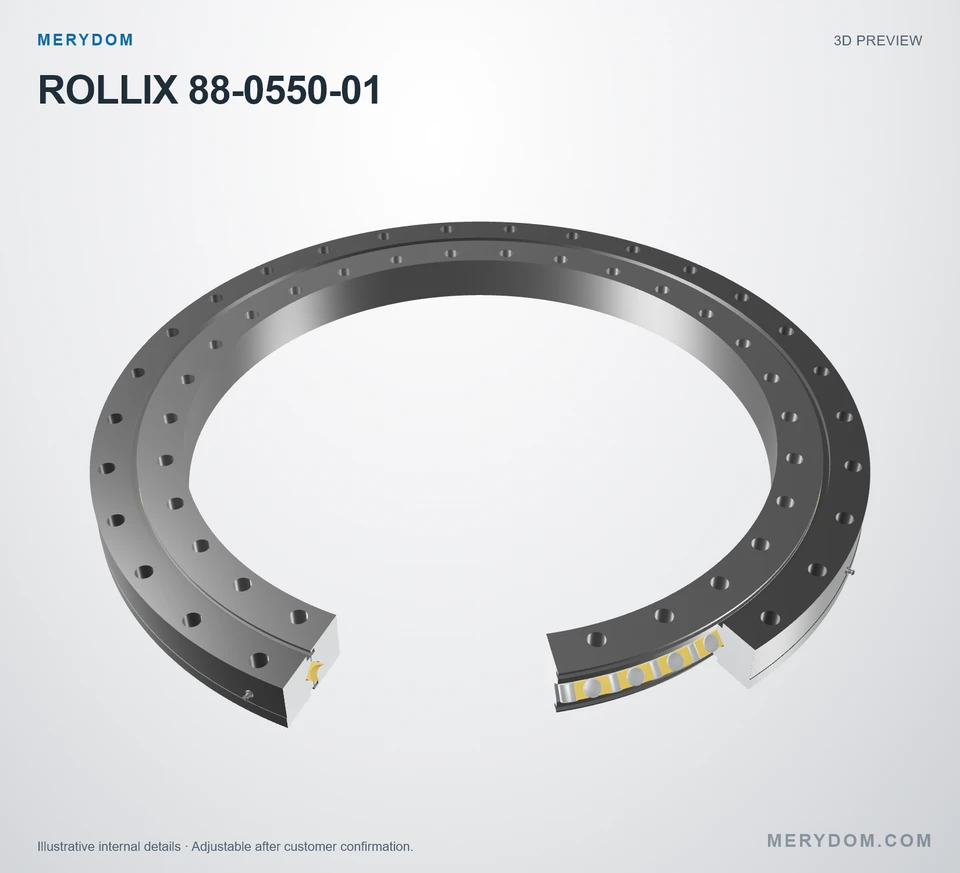 3D model preview of the MERYDOM replacement slewing bearing for ROLLIX 88-0550-01.