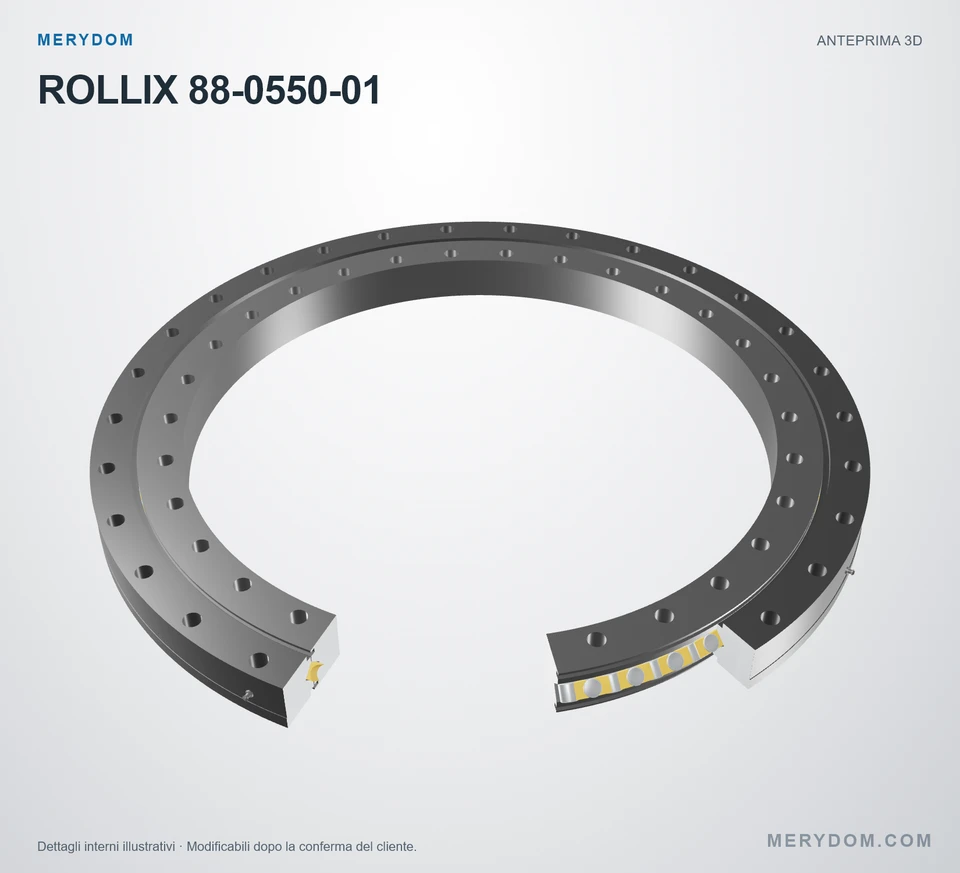 Anteprima del modello 3D del cuscinetto di rotazione sostitutivo MERYDOM per ROLLIX 88-0550-01.