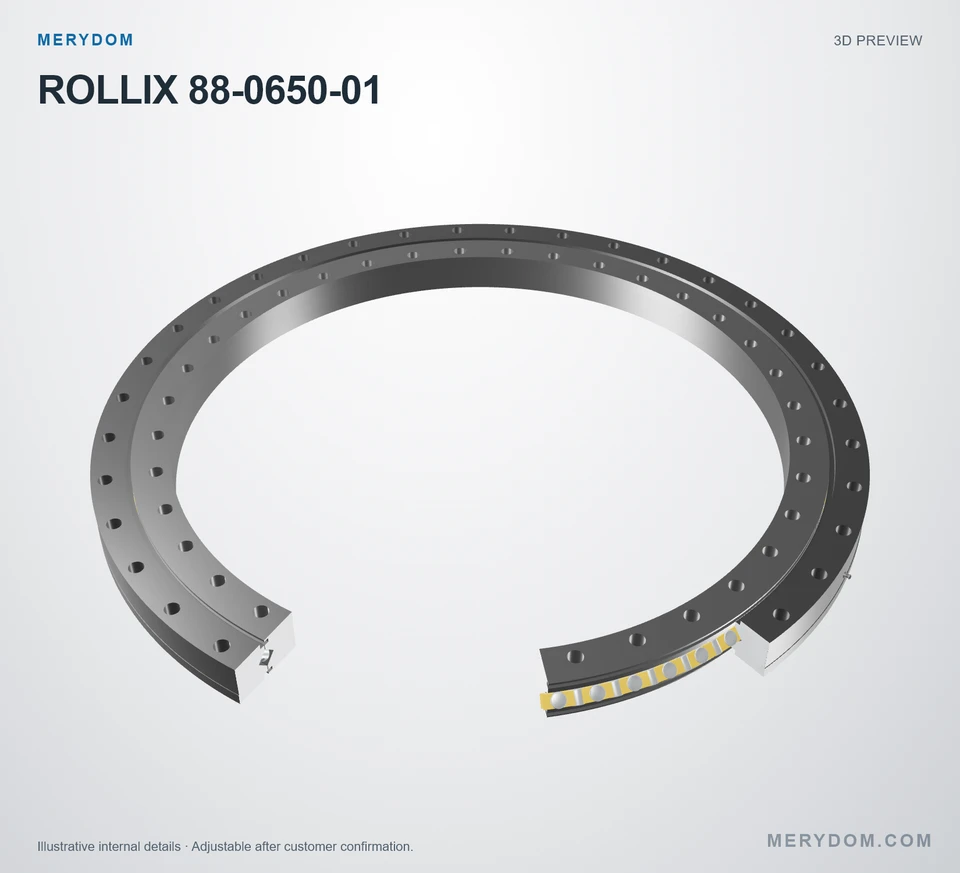 3D model preview of the MERYDOM replacement slewing bearing for ROLLIX 88-0650-01.