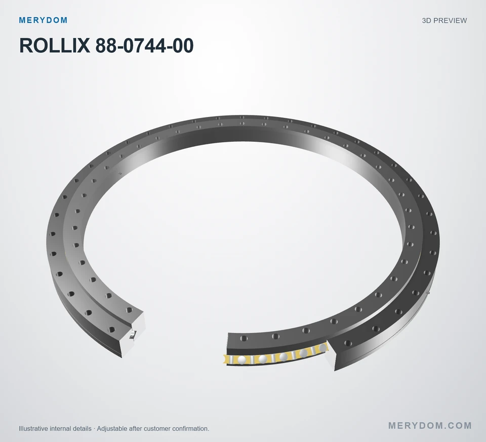 3D model preview of the MERYDOM replacement slewing bearing for ROLLIX 88-0744-00.