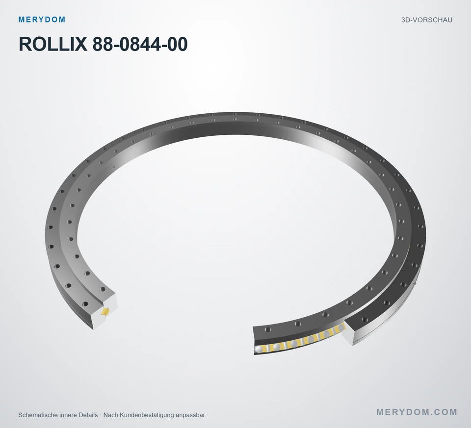Vorschau des 3D-Modells des MERYDOM-Ersatzdrehkranzes für ROLLIX 88-0844-00.