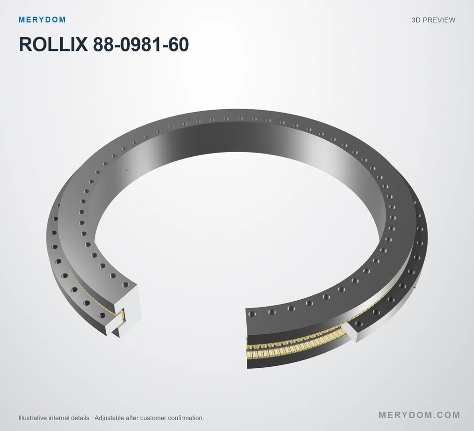 3D model preview of the MERYDOM replacement slewing bearing for ROLLIX 88-0981-60.