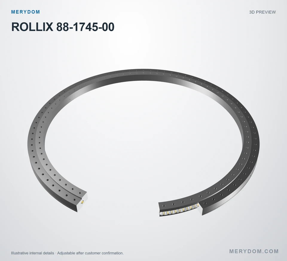 3D model preview of the MERYDOM replacement slewing bearing for ROLLIX 88-1745-00.