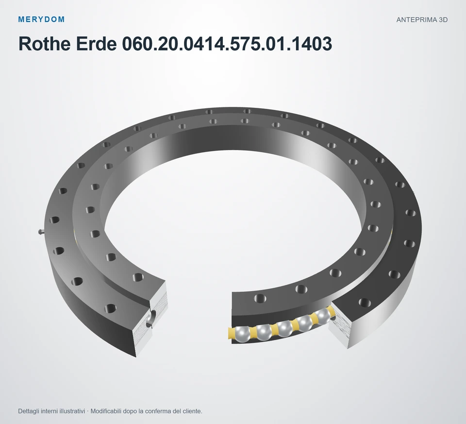Anteprima del modello 3D del cuscinetto di rotazione sostitutivo MERYDOM per Rothe Erde 060.20.0414.575.01.1403.