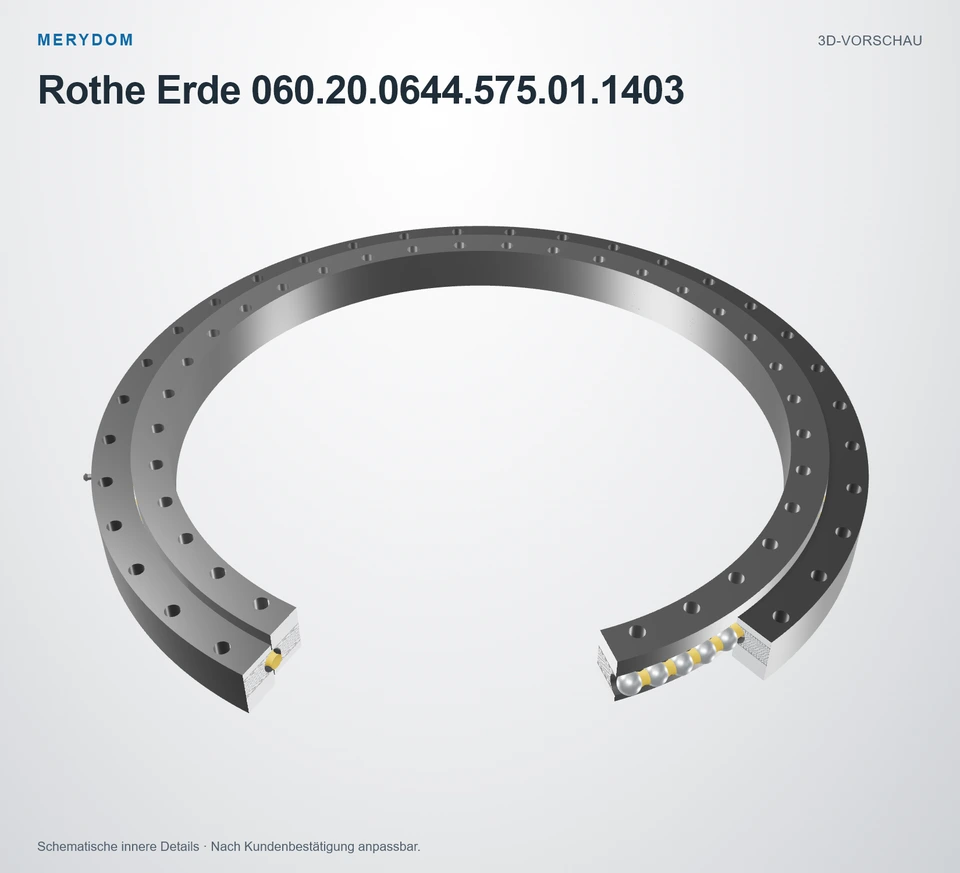 Vorschau des 3D-Modells des MERYDOM-Ersatzdrehkranzes für Rothe Erde 060.20.0644.575.01.1403.