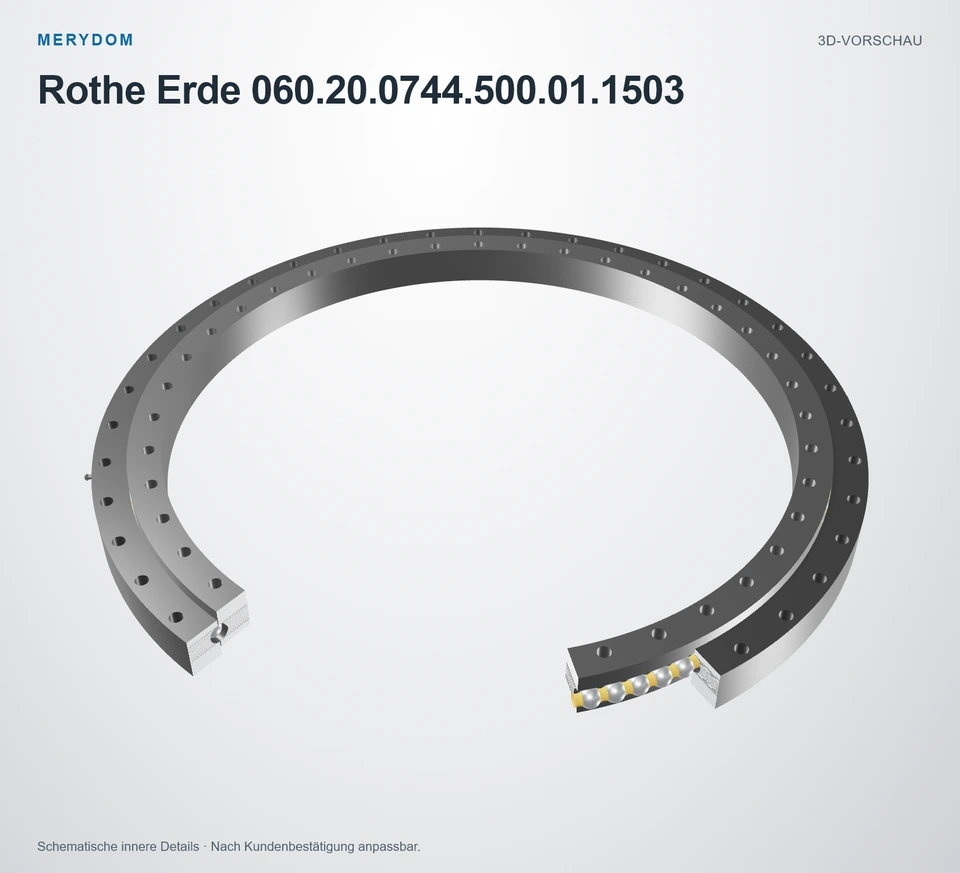 Vorschau des 3D-Modells des MERYDOM-Ersatzdrehkranzes für Rothe Erde 060.20.0744.500.01.1503.
