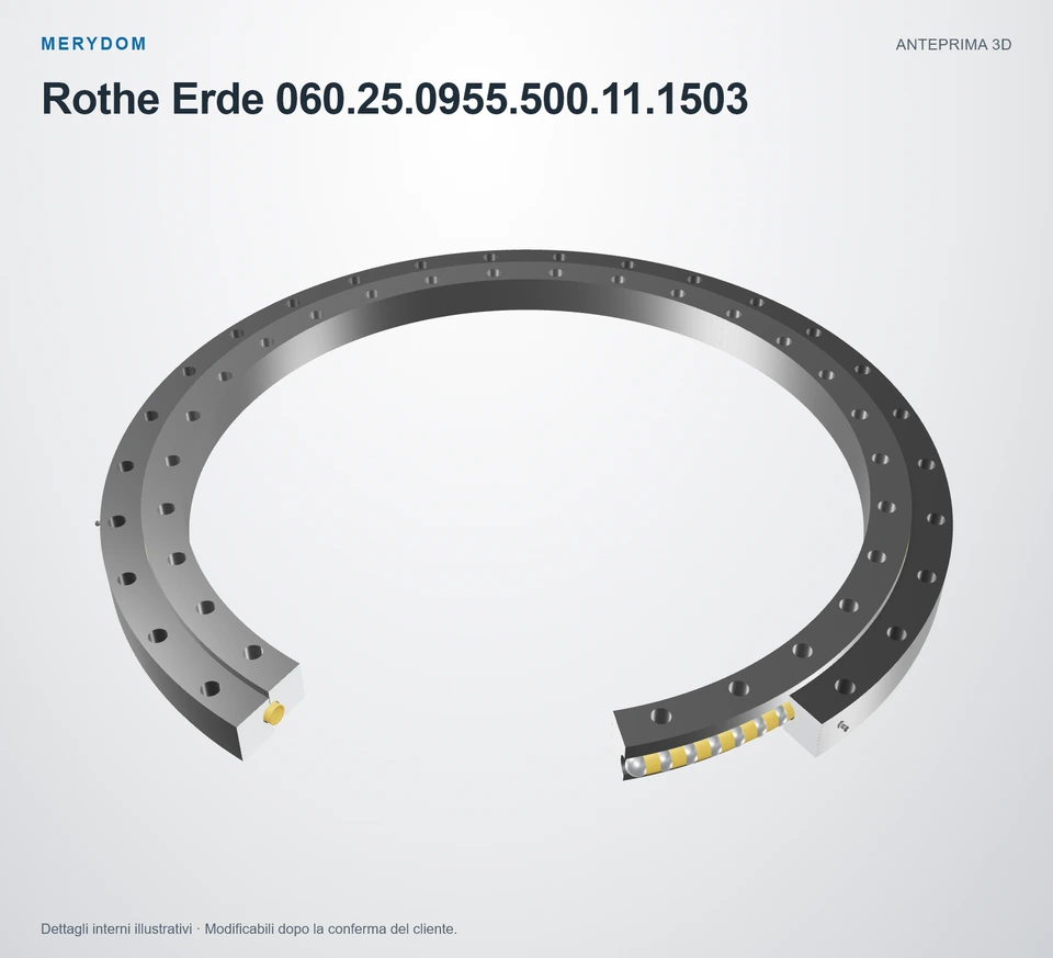 Anteprima del modello 3D del cuscinetto di rotazione sostitutivo MERYDOM per Rothe Erde 060.25.0955.500.11.1503.