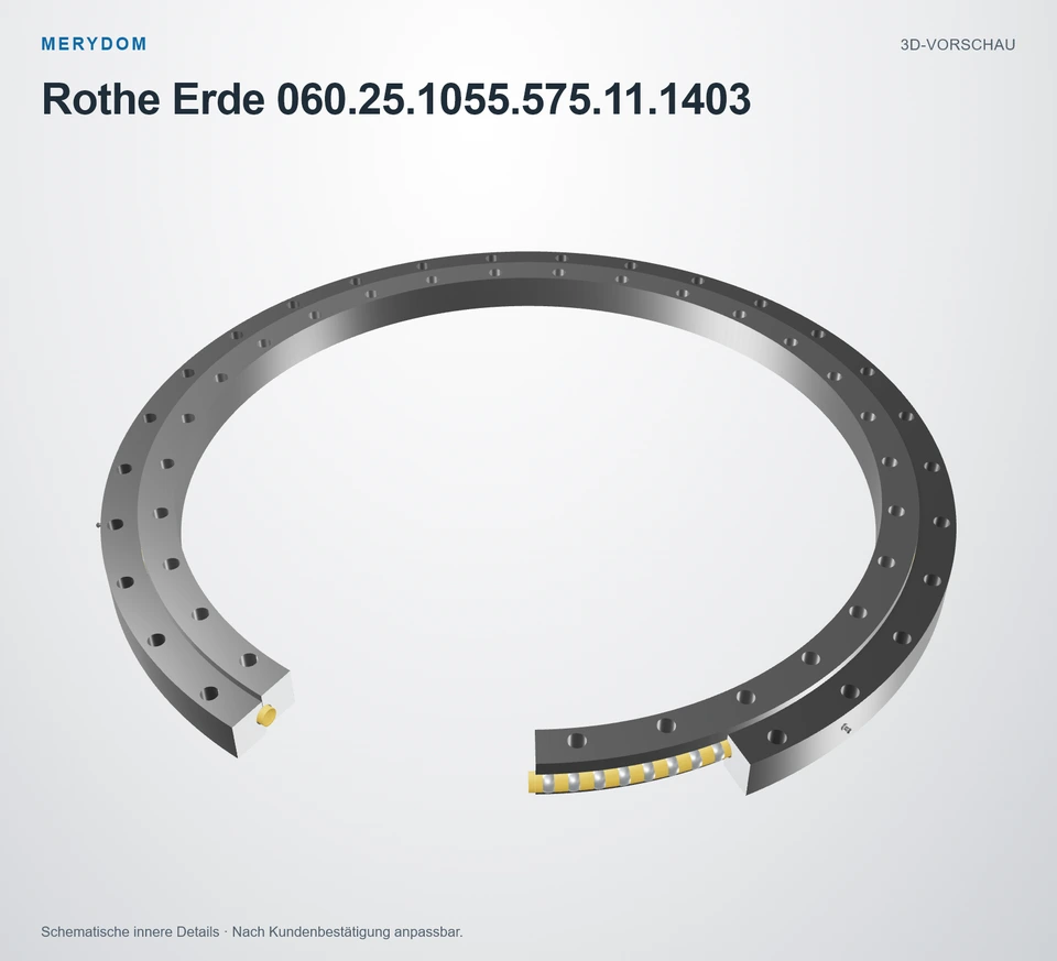 Vorschau des 3D-Modells des MERYDOM-Ersatzdrehkranzes für Rothe Erde 060.25.1055.575.11.1403.