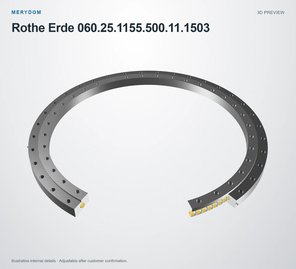 3D model preview of the MERYDOM replacement slewing bearing for Rothe Erde 060.25.1155.500.11.1503.