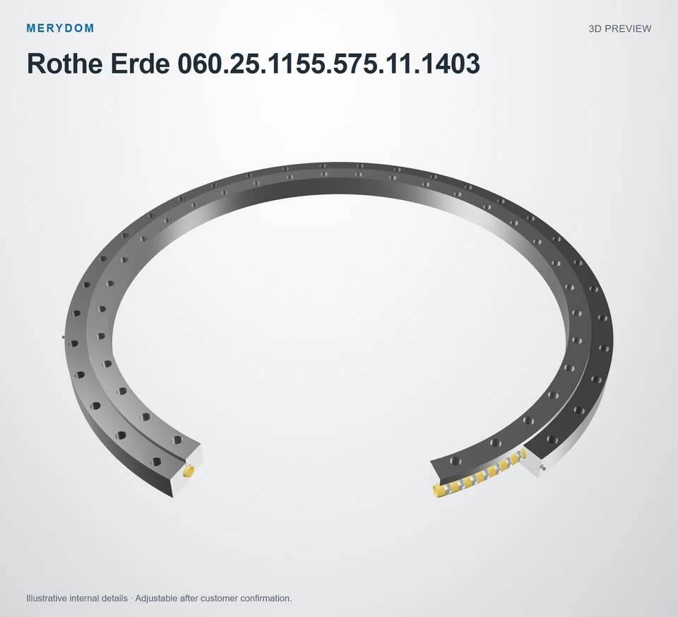 3D model preview of the MERYDOM replacement slewing bearing for Rothe Erde 060.25.1155.575.11.1403.