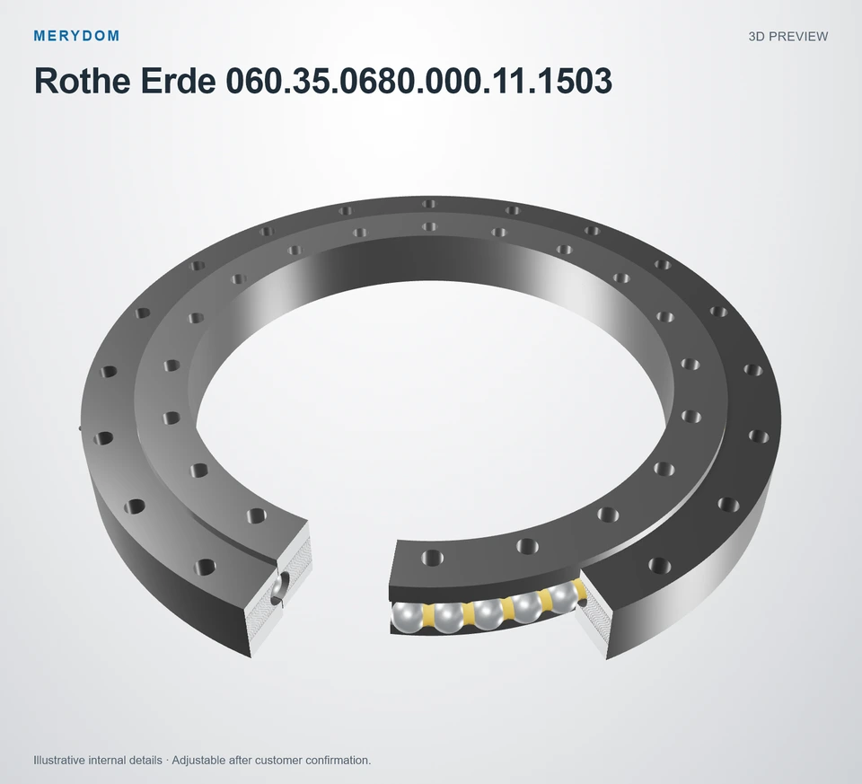 3D model preview of the MERYDOM replacement slewing bearing for Rothe Erde 060.35.0680.000.11.1503.