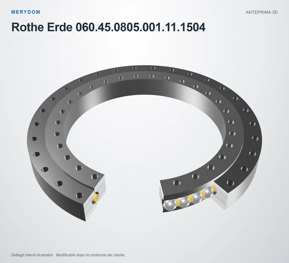 Anteprima del modello 3D del cuscinetto di rotazione sostitutivo MERYDOM per Rothe Erde 060.45.0805.001.11.1504.