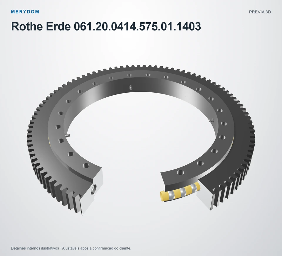 Prévia do modelo 3D do rolamento de giro de substituição MERYDOM para Rothe Erde 061.20.0414.575.01.1403.