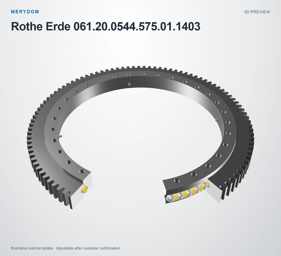 3D model preview of the MERYDOM replacement slewing bearing for Rothe Erde 061.20.0544.575.01.1403.