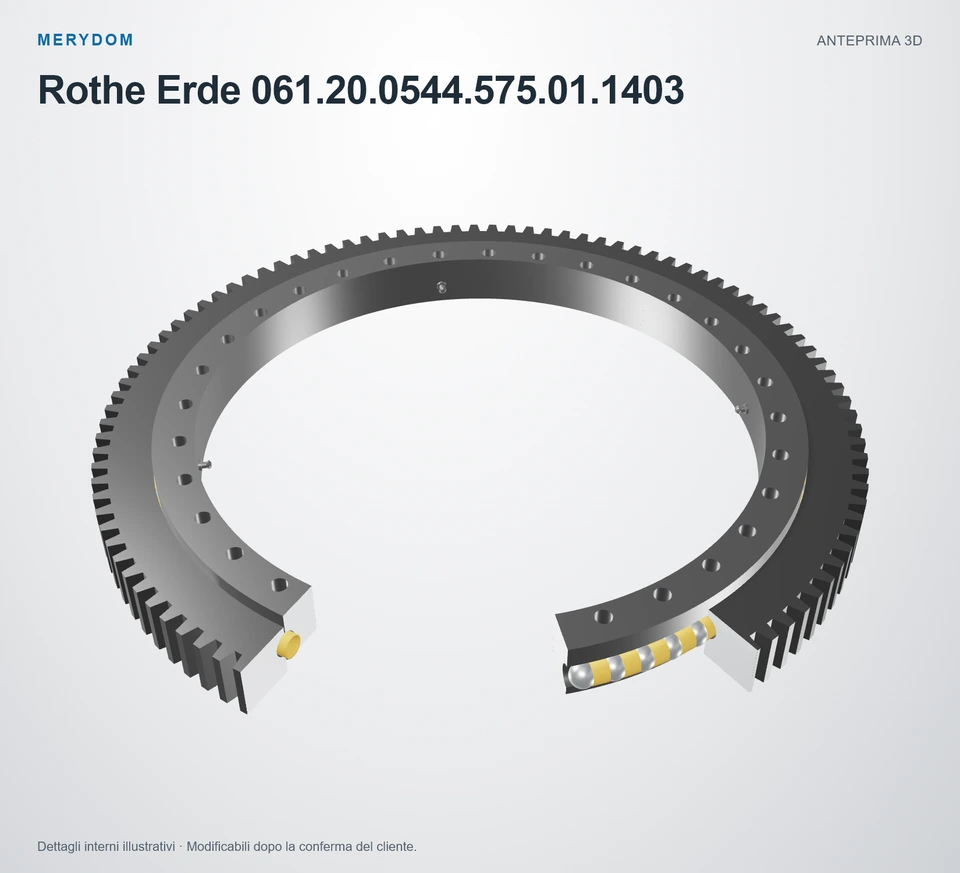 Anteprima del modello 3D del cuscinetto di rotazione sostitutivo MERYDOM per Rothe Erde 061.20.0544.575.01.1403.