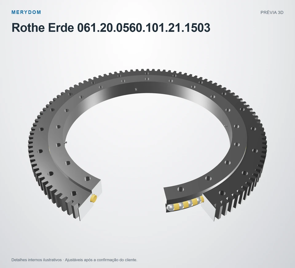 Prévia do modelo 3D do rolamento de giro de substituição MERYDOM para Rothe Erde 061.20.0560.101.21.1503.