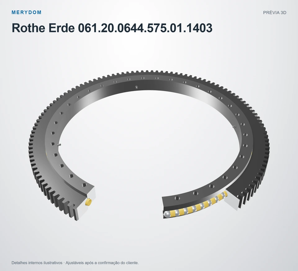 Prévia do modelo 3D do rolamento de giro de substituição MERYDOM para Rothe Erde 061.20.0644.575.01.1403.