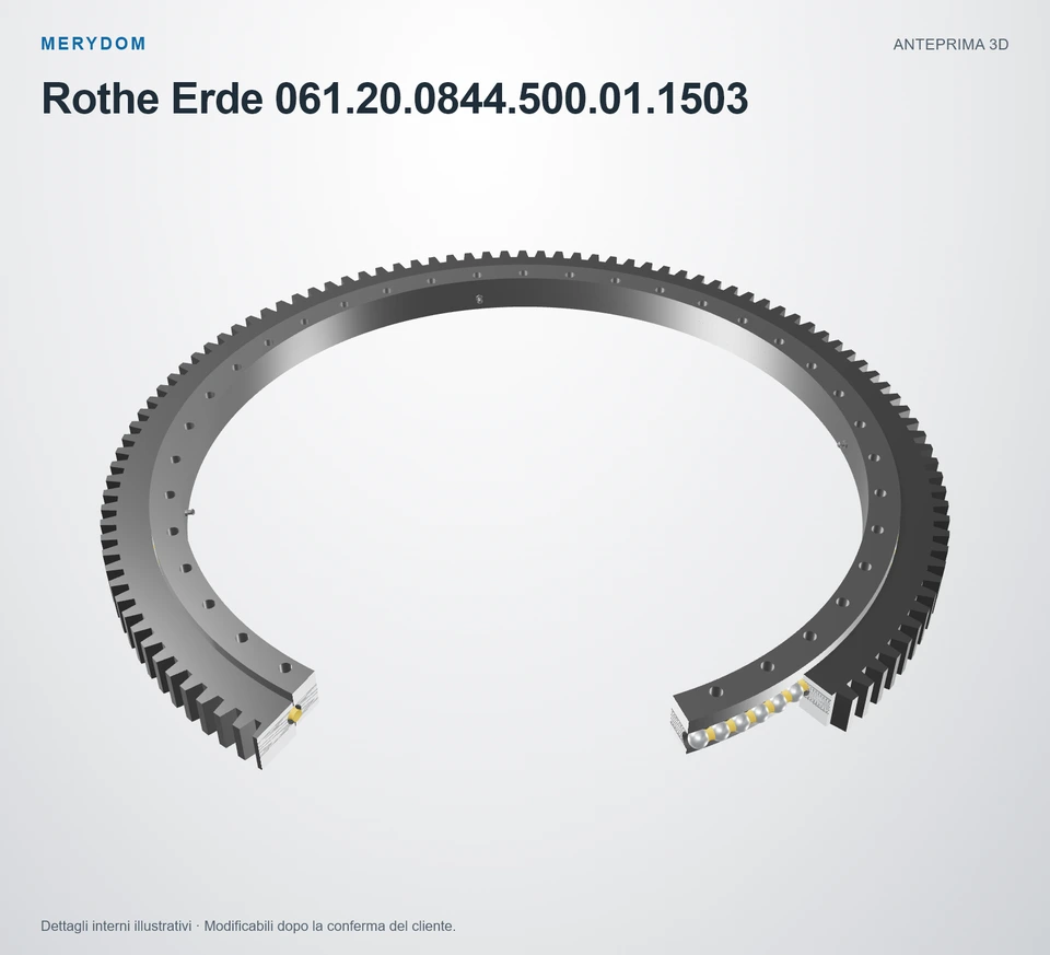 Anteprima del modello 3D del cuscinetto di rotazione sostitutivo MERYDOM per Rothe Erde 061.20.0844.500.01.1503.