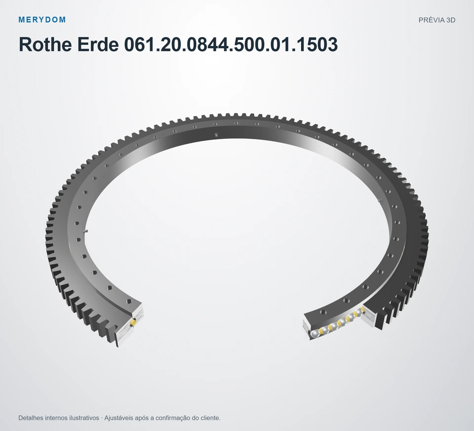 Prévia do modelo 3D do rolamento de giro de substituição MERYDOM para Rothe Erde 061.20.0844.500.01.1503.