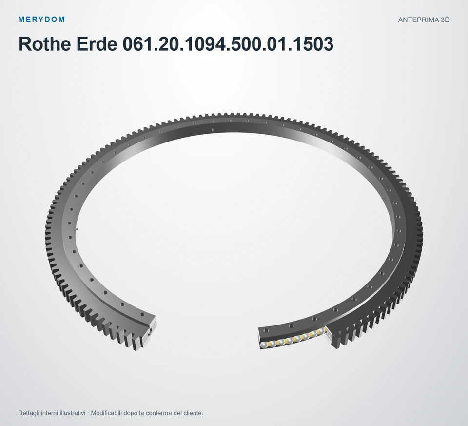Anteprima del modello 3D del cuscinetto di rotazione sostitutivo MERYDOM per Rothe Erde 061.20.1094.500.01.1503.