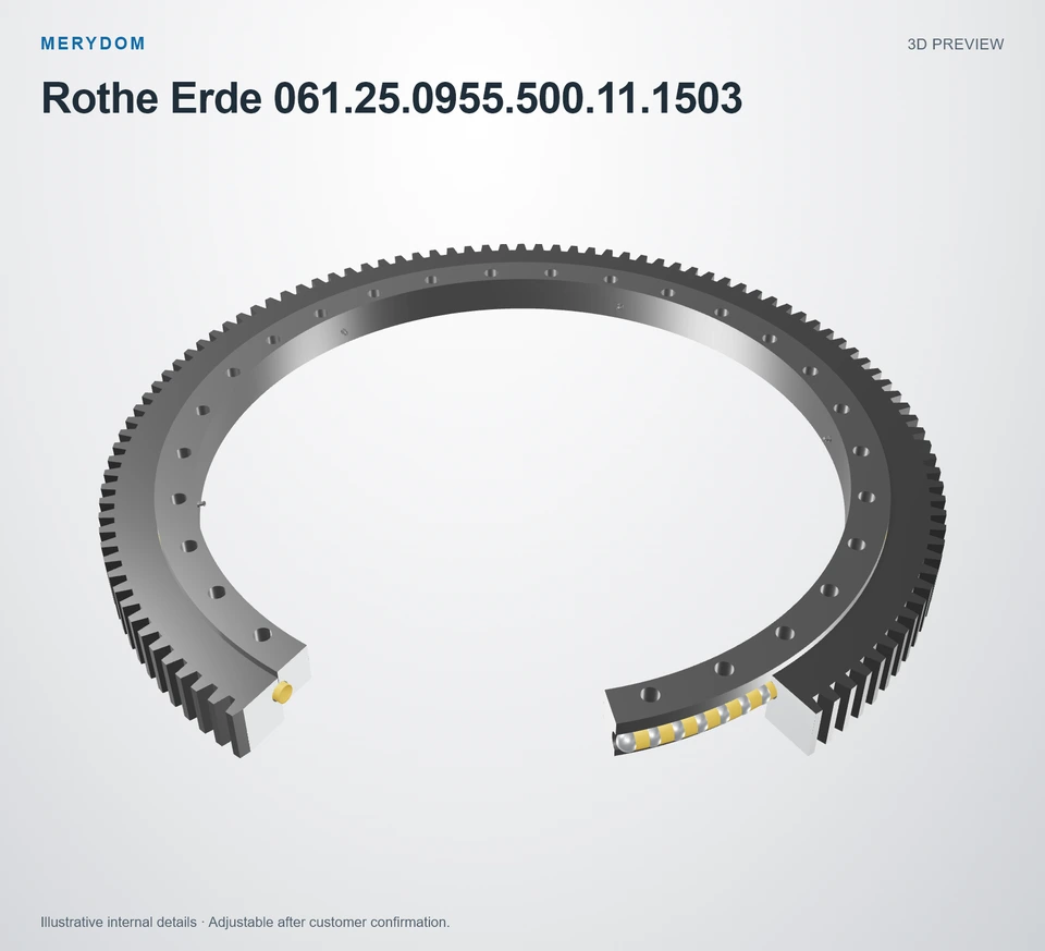 3D model preview of the MERYDOM replacement slewing bearing for Rothe Erde 061.25.0955.500.11.1503.