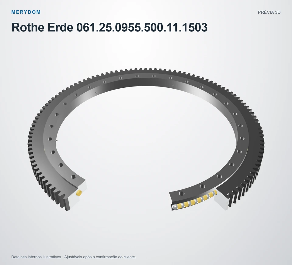 Prévia do modelo 3D do rolamento de giro de substituição MERYDOM para Rothe Erde 061.25.0955.500.11.1503.